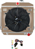 4 Row Radiator with Shroud 16" Fan for 1955-1957 Chevy Bel-Air Nomad V8 L43926