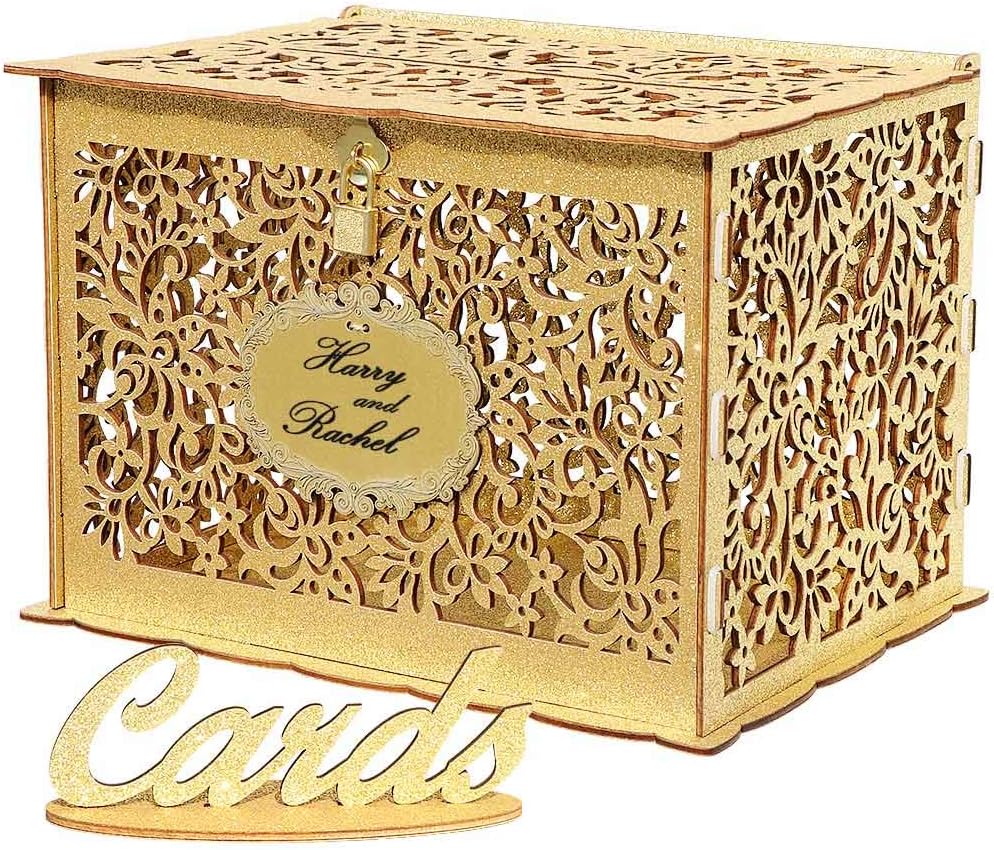 Gold Wedding Card Box with Lock K617911