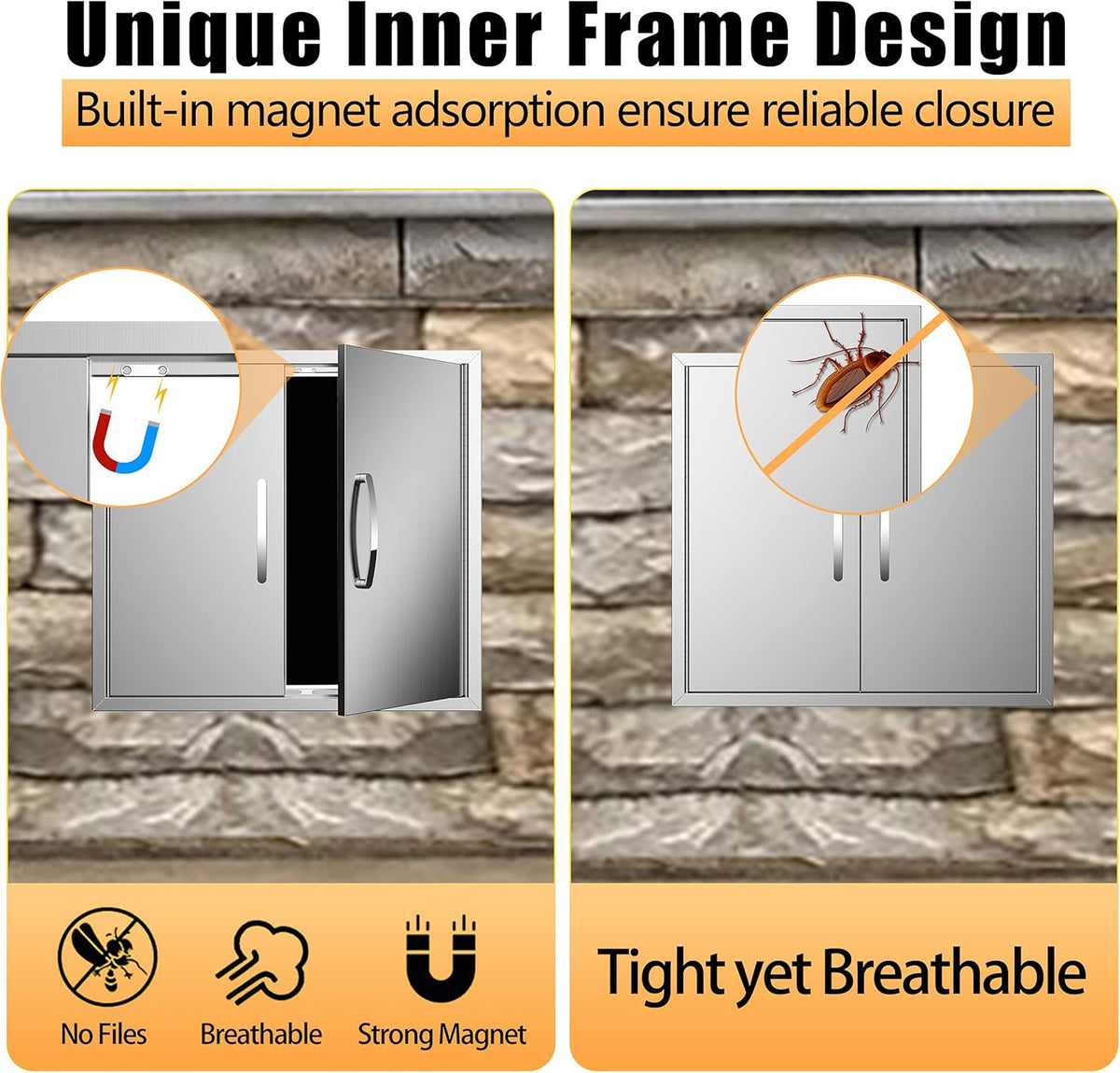 Stainless Steel Double BBQ Door 26W x 24H Inch E2298