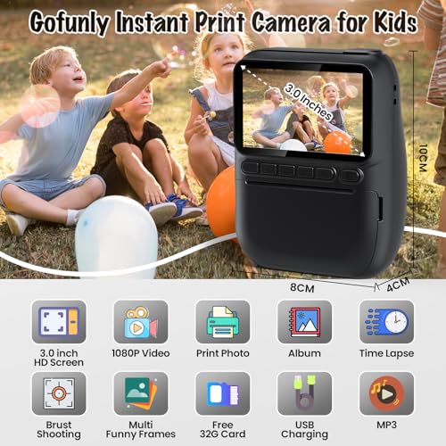 Instant Print Kids Camera 32MP 1080P with 32GB SD Card X203461