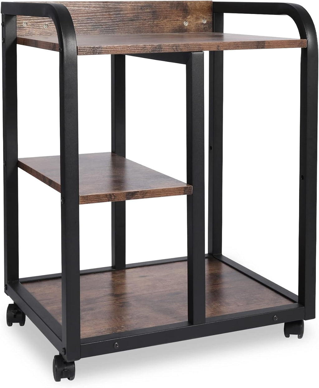 Brown 3 Tier Rolling Printer Cart with Storage M70659