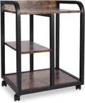 Brown 3 Tier Rolling Printer Cart with Storage M70659