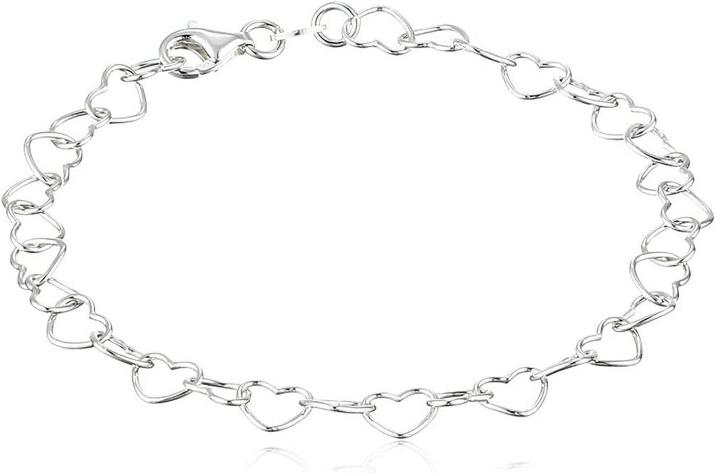 Sterling Silver Heart-Link Bracelet B143
