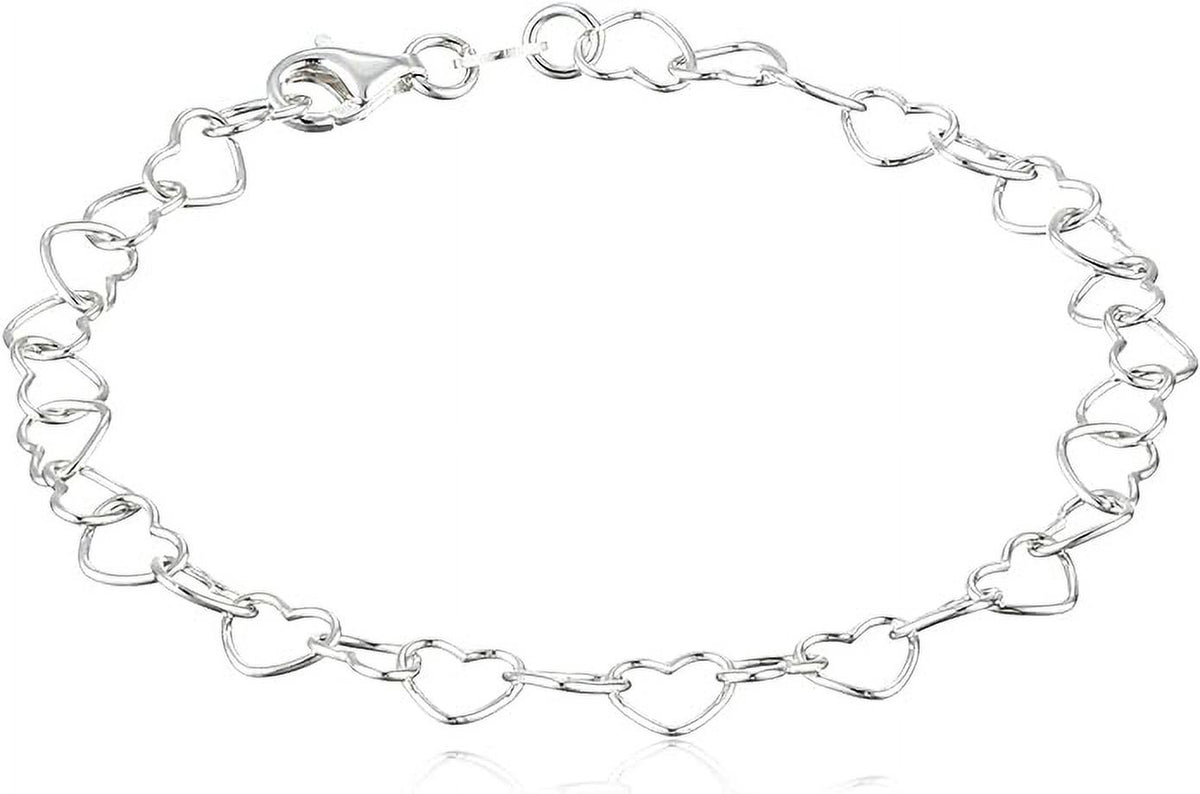 Sterling Silver Heart-Link Bracelet B143