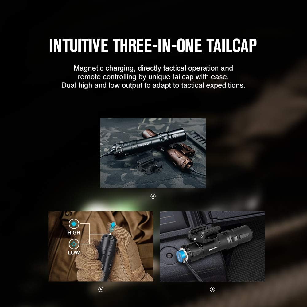 Odin 2000 Lumens Picatinny Rail Mounted Rechargeable Tactical Flashlight with Remote Pressure Switch H3778