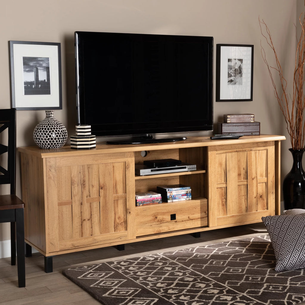 Oak Brown Wood 2-Door TV Stand V479507
