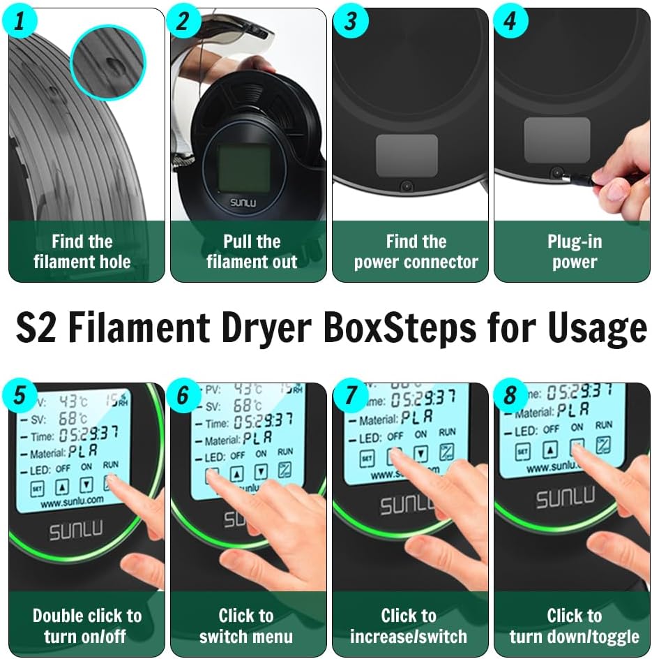 Filament Dryer Box with Fan, 360° Heating, Humidity Display, 1 Kg Spool H6339