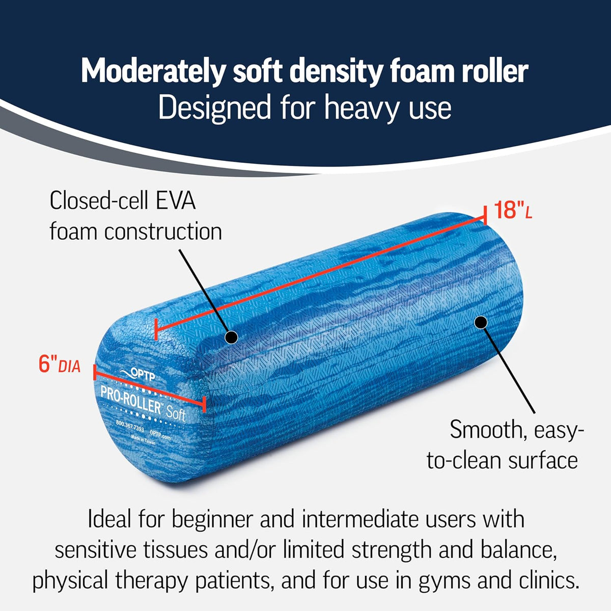 Blue 18 Inch Soft Density Foam Roller R212723