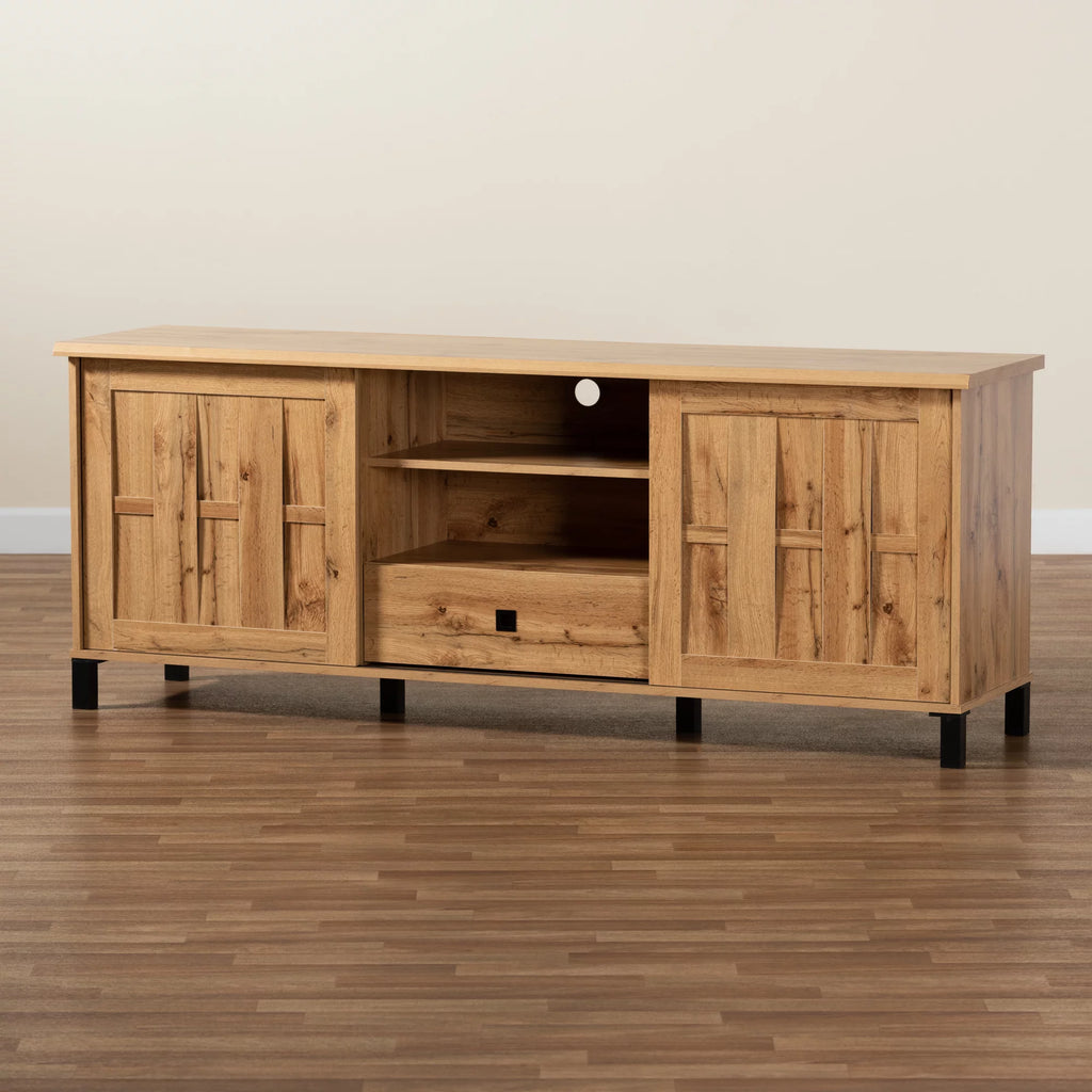 Oak Brown Wood 2-Door TV Stand V479507