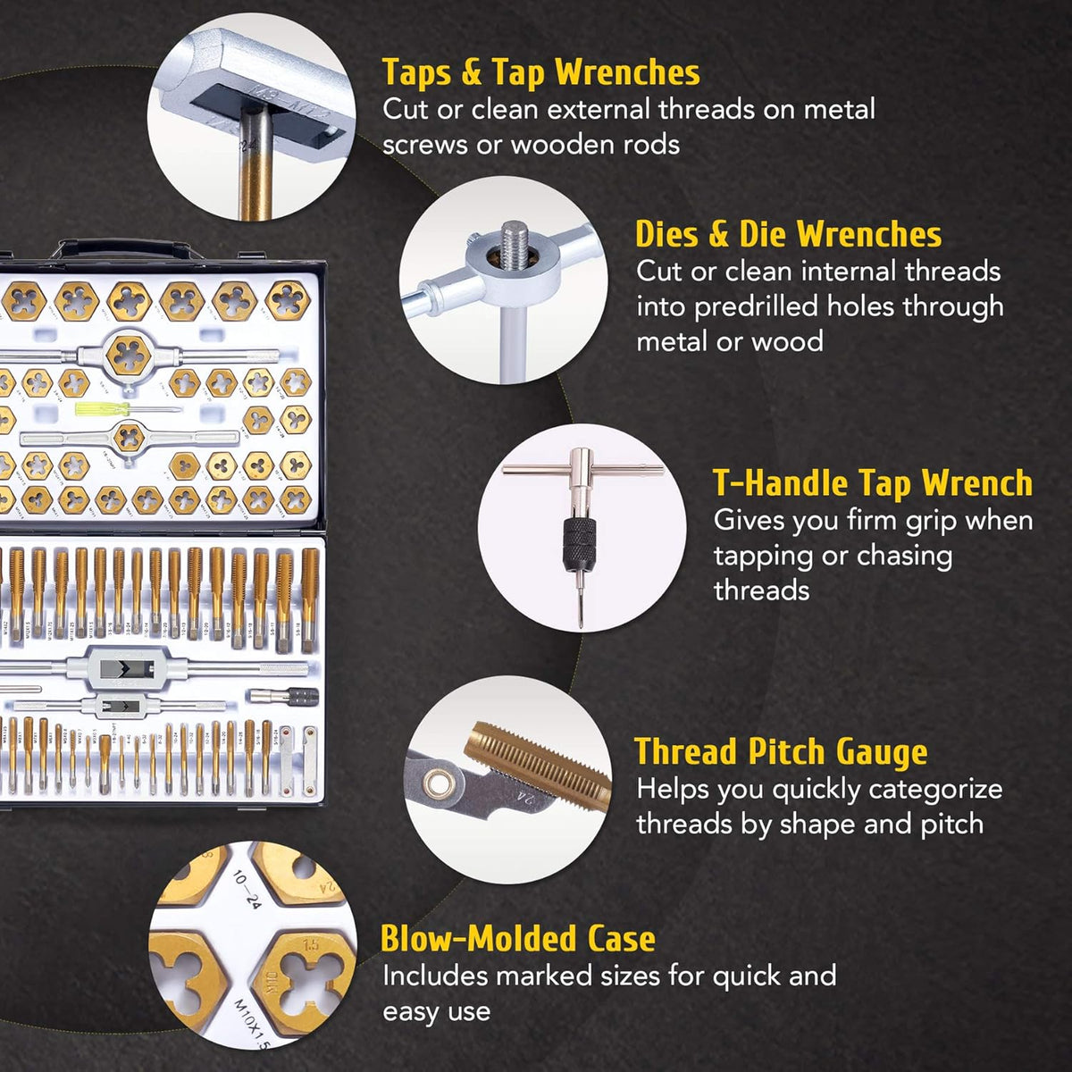 86pc Titanium Coated Steel Tap and Die Set I866