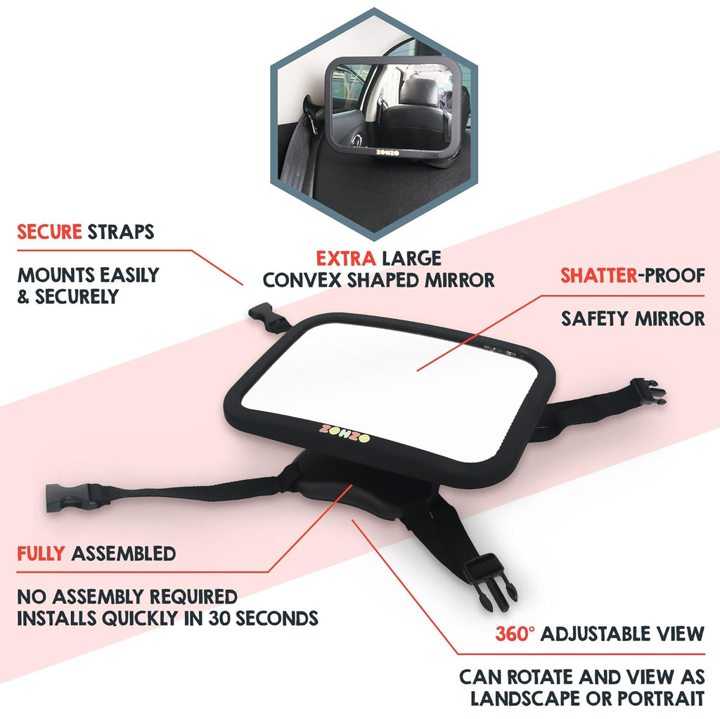 Double Baby Car Bundle - Car Seat Protector Cover, Baby Car Mirror, Kick Mat Organizer J94501