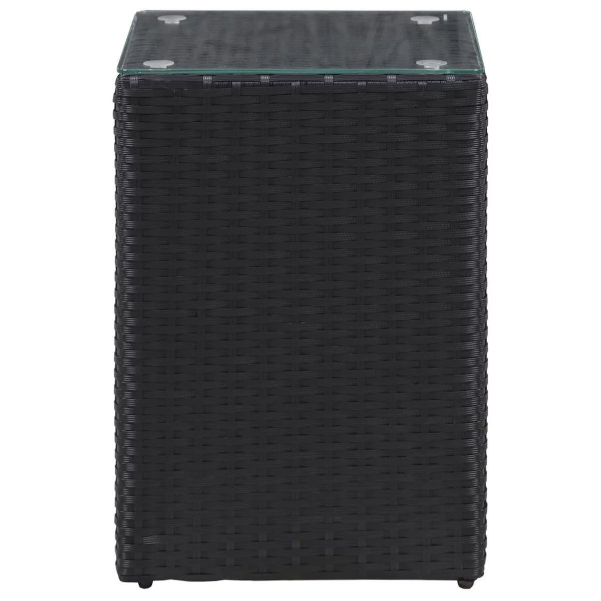 Black Poly Rattan Glass Side Table O11319