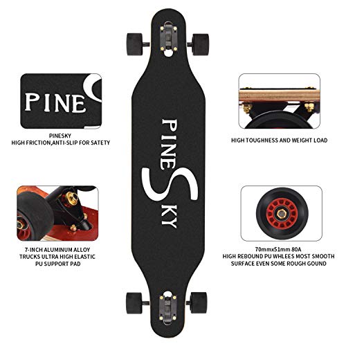 41 Inch Natural Maple Complete Skateboard Cruiser U1722