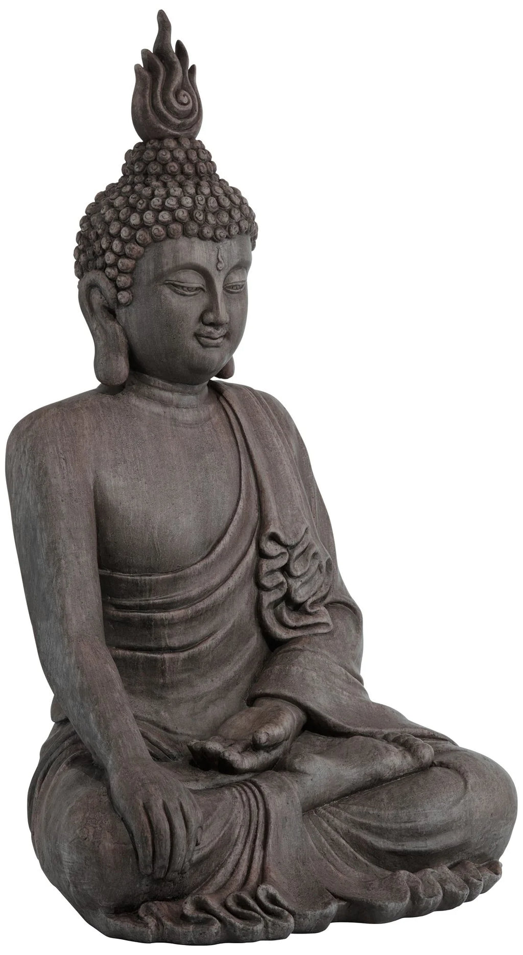 Large Sitting Buddha Statue Sculpture Stone Gray Finish 42" Tall Z837