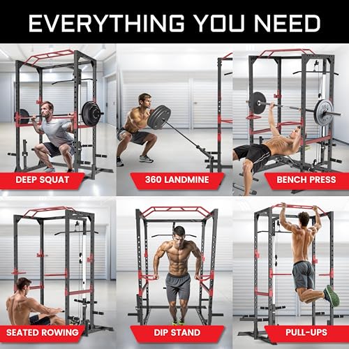 Power Cage Squat Rack with LAT Pulldown 800 lb Capacity I84345