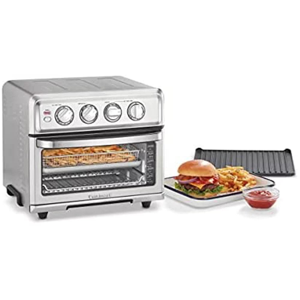 Stainless Steel AirFryer Toaster Oven with Grill Bundle with 12 Piece Ceramic Coated Cutlery Set Matte Black Z9586