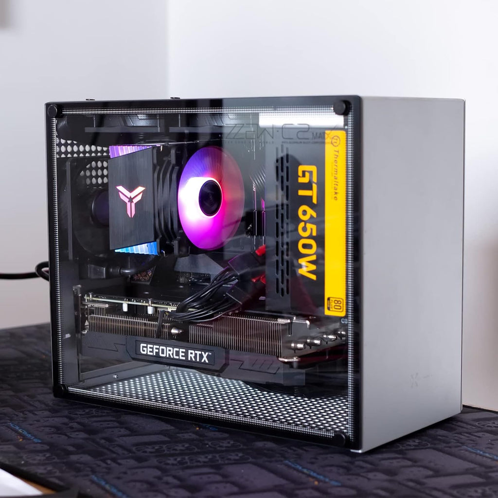 Silver Micro ATX Aluminum PC Case with Tempered Glass B645