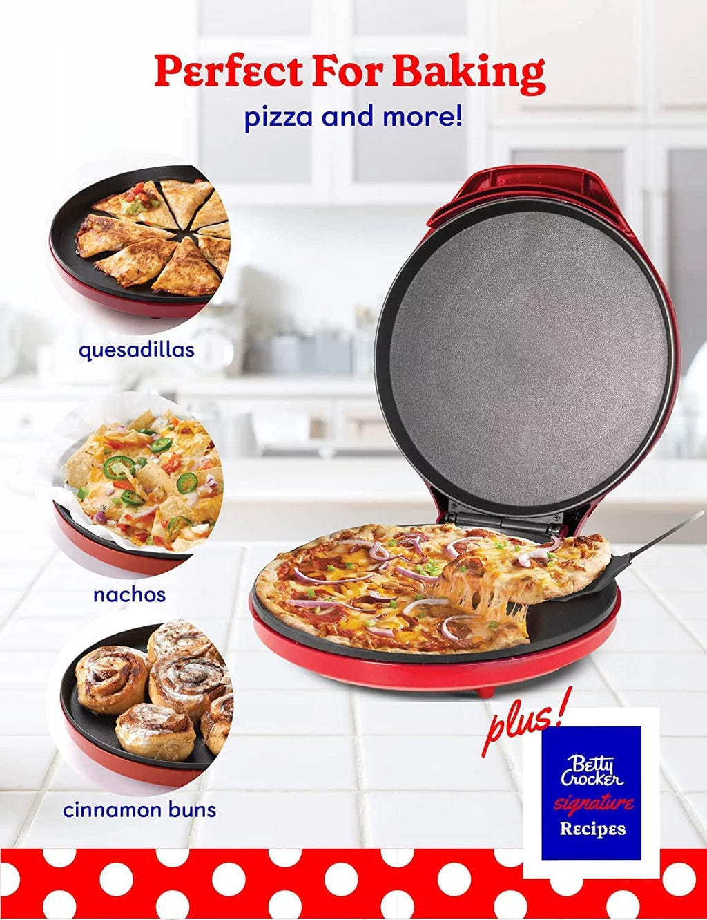 Countertop Pizza Maker with Pizza Cutter and 14" Round Parchment Paper (100 Sheets) U7040