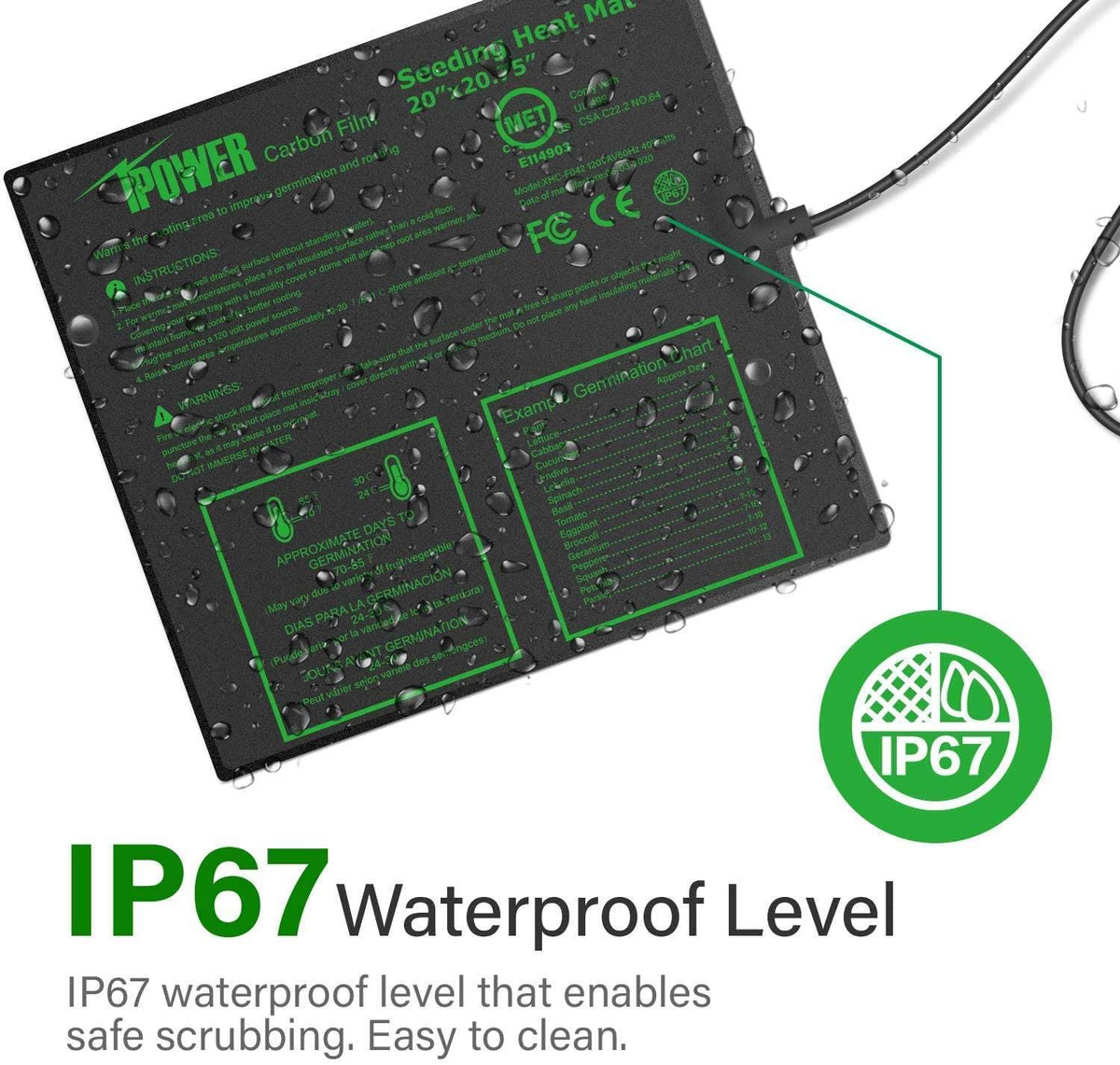 20 inch x 20.75 inch Carbon Film Seedling Heat Mat and Digital Thermostat Controller E2213
