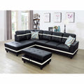 Black Leather 3PC L-Shaped Sectional Sofa H6421