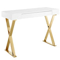 White Gold Wood Metal Steel Console Entry Table R7780