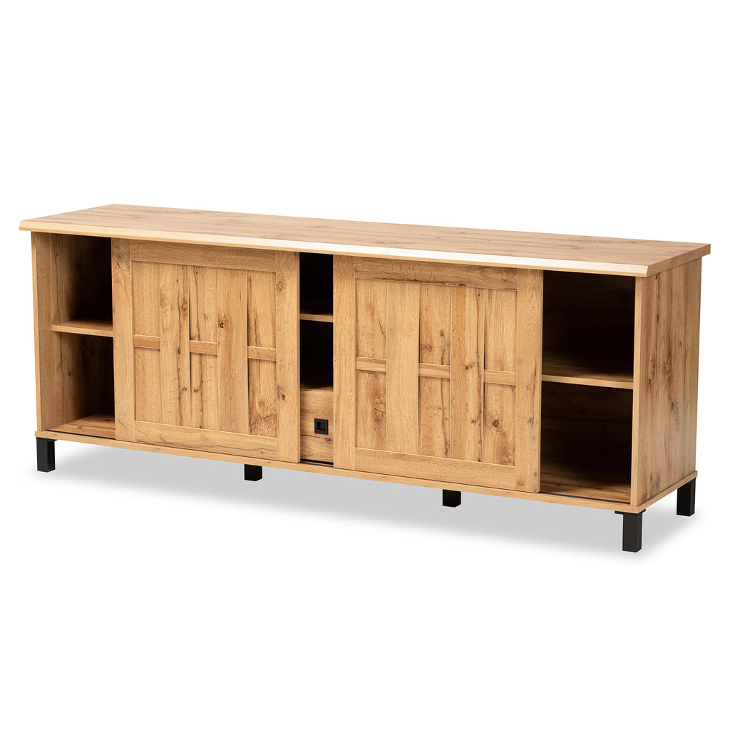 Oak Brown Wood 2-Door TV Stand V479507