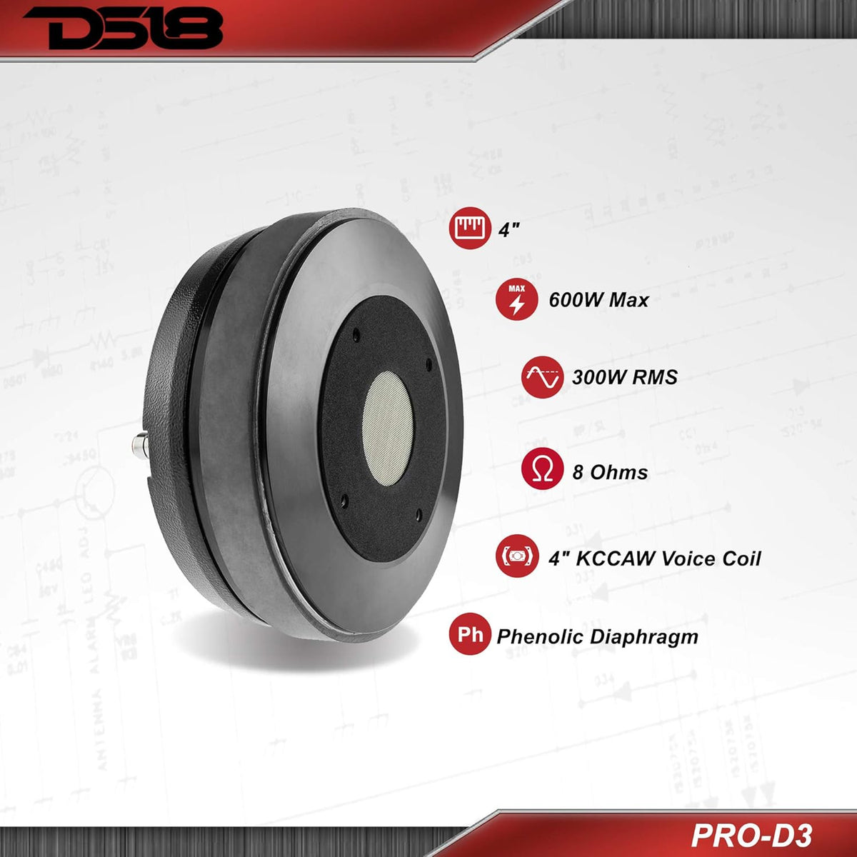 600 Watts Compression Driver 4" Black P8429