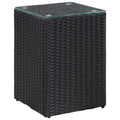 Black Poly Rattan Glass Side Table O11319