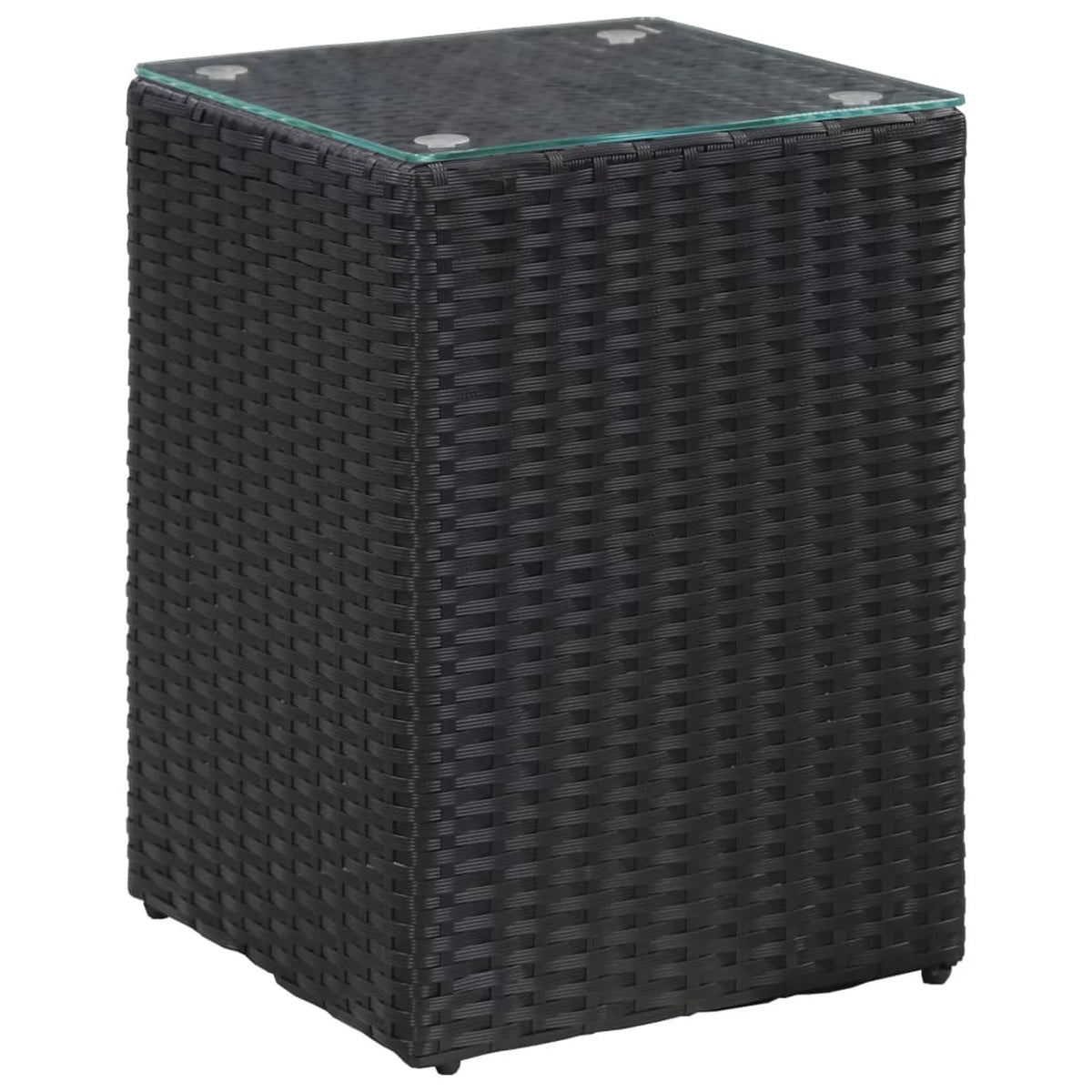 Black Poly Rattan Glass Side Table O11319