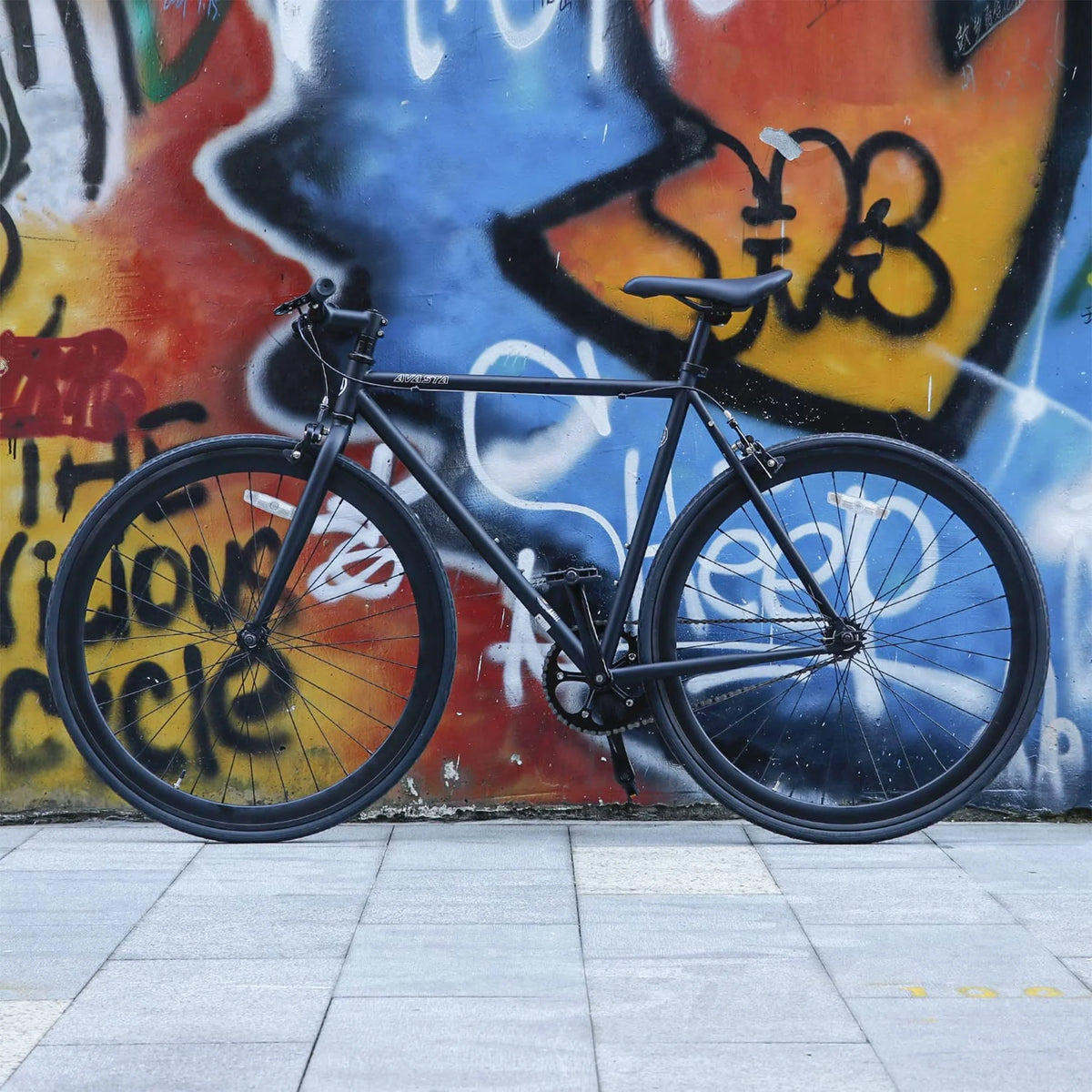 700C 58 In Single Speed Fixed Gear Bike, Black U2064