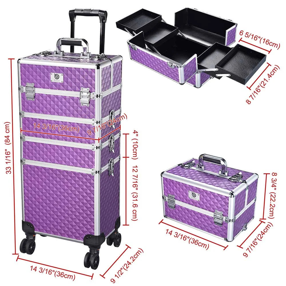 Purple Rolling Makeup Case Organizer D5153