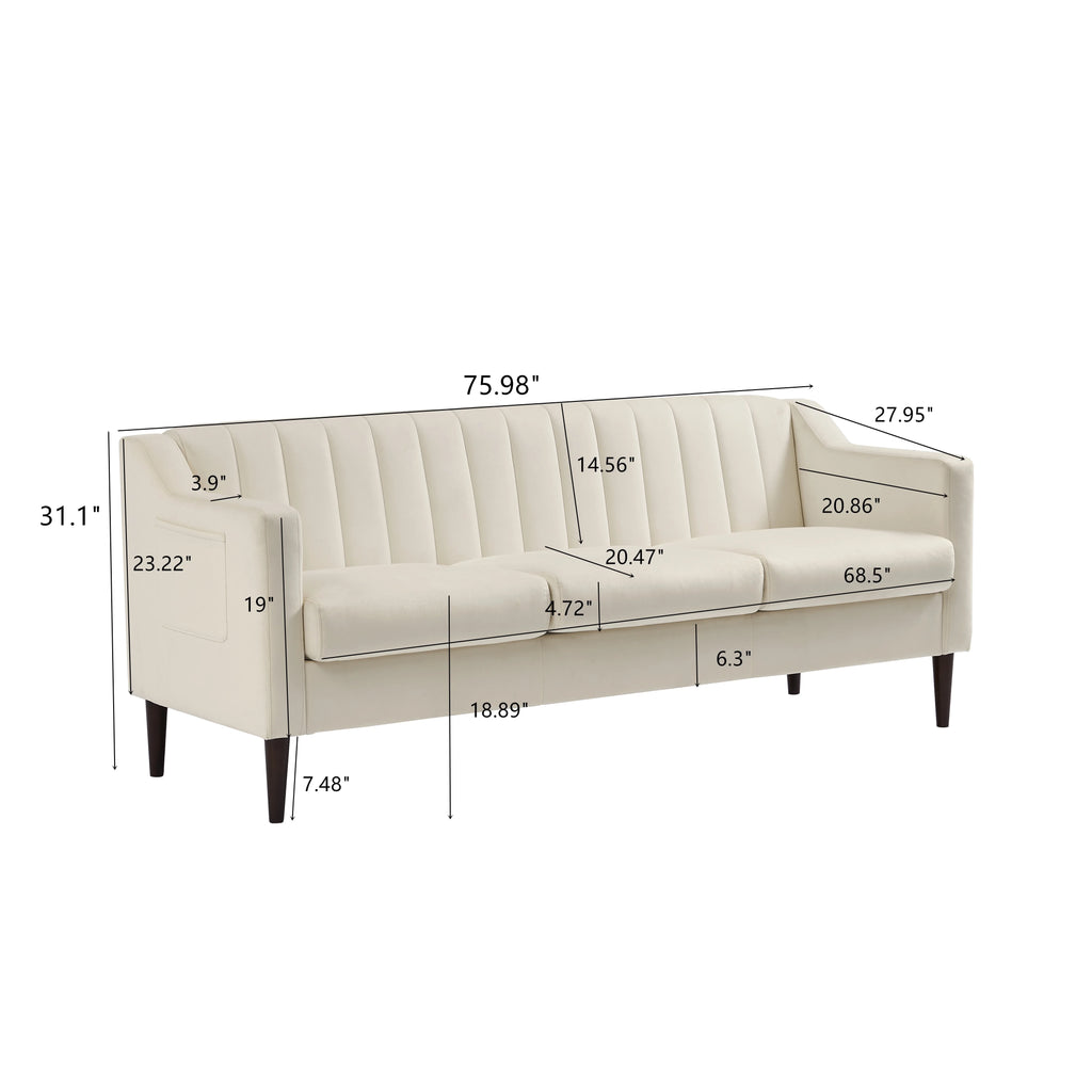 3 Seater Velvet Sofa with Removable Cushions O3370