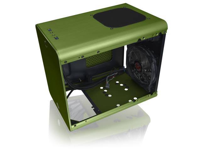 Green Alu. M-ITX Case with LED Fan C993