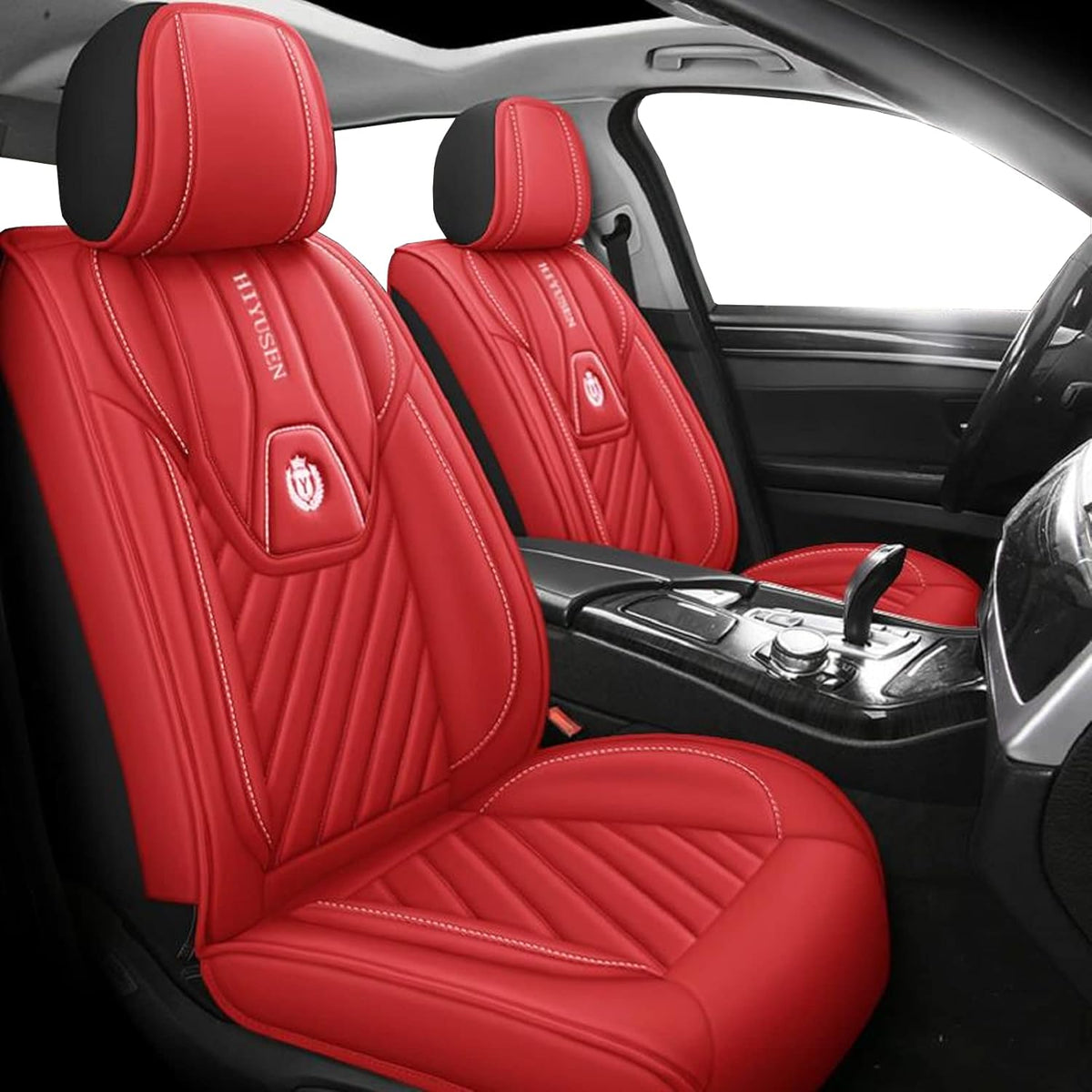 Black 5 Seats Universal Leather Car Seat Covers Full Set X758704