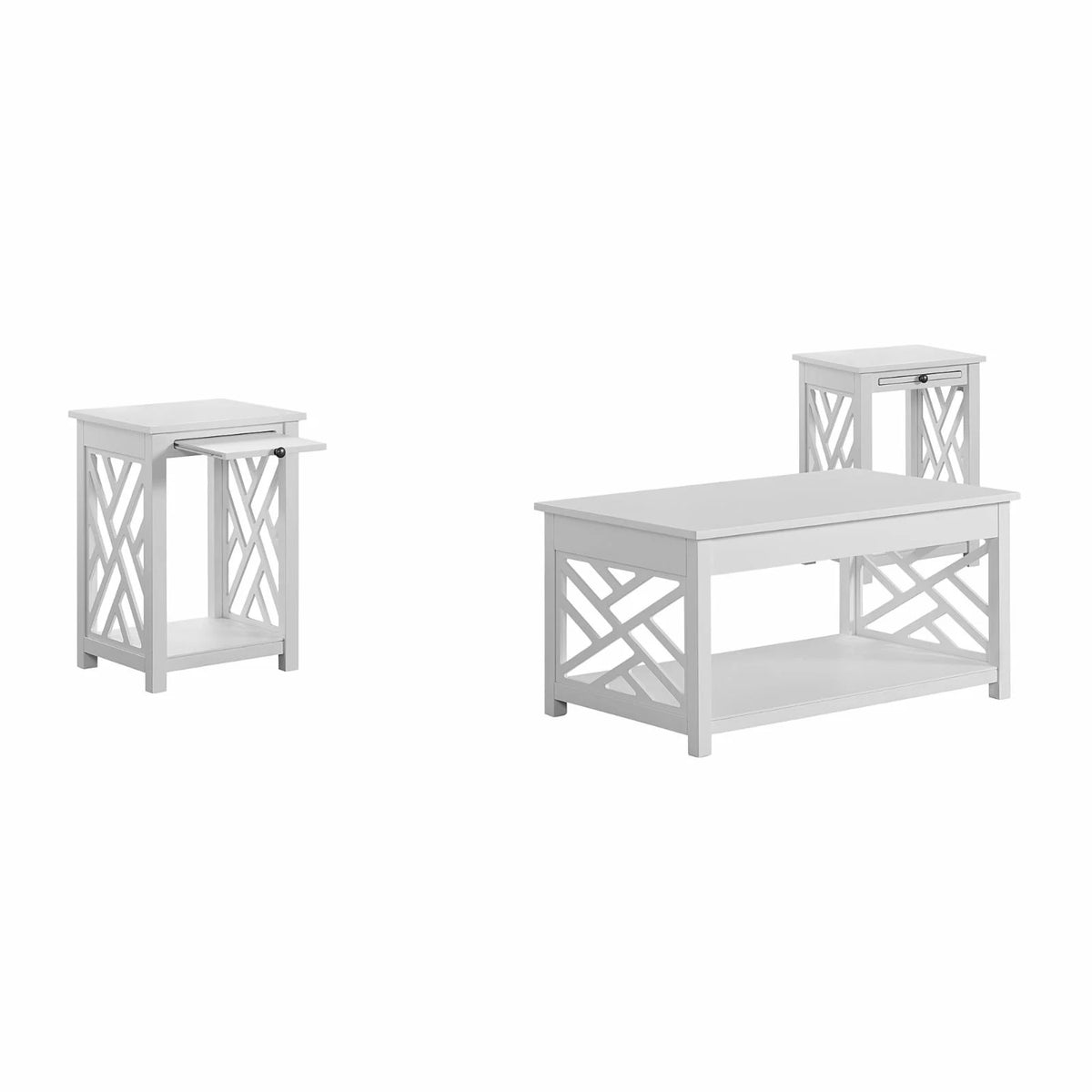 White Wood Coffee Table and Two End Tables K972