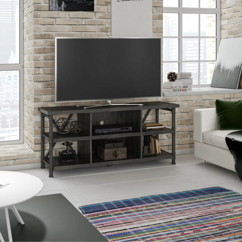 Industrial TV Stand with Metal Pipe Frame D680