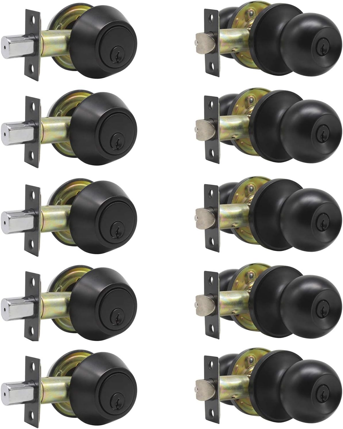 Entry Door Knob Lockset and Single Cylinder Deadbolt Combination Set in Oil Rubbed Bronze Q60607