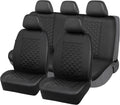 Universal Full Set Car Seat Covers 8 Pieces Airbag Compatible PVC Leather Red D9694