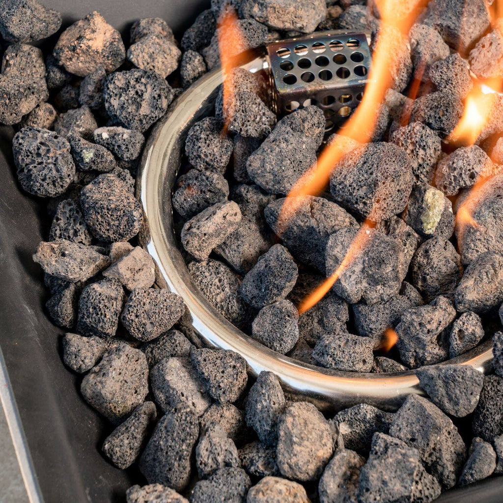 GAS Fire Pit with Tile Top and Light Gray Lava Rocks D51277