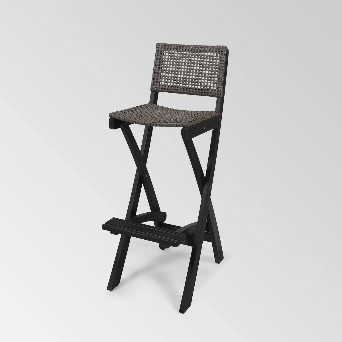2pk Acacia Wood Folding Barstools Dark Gray F686