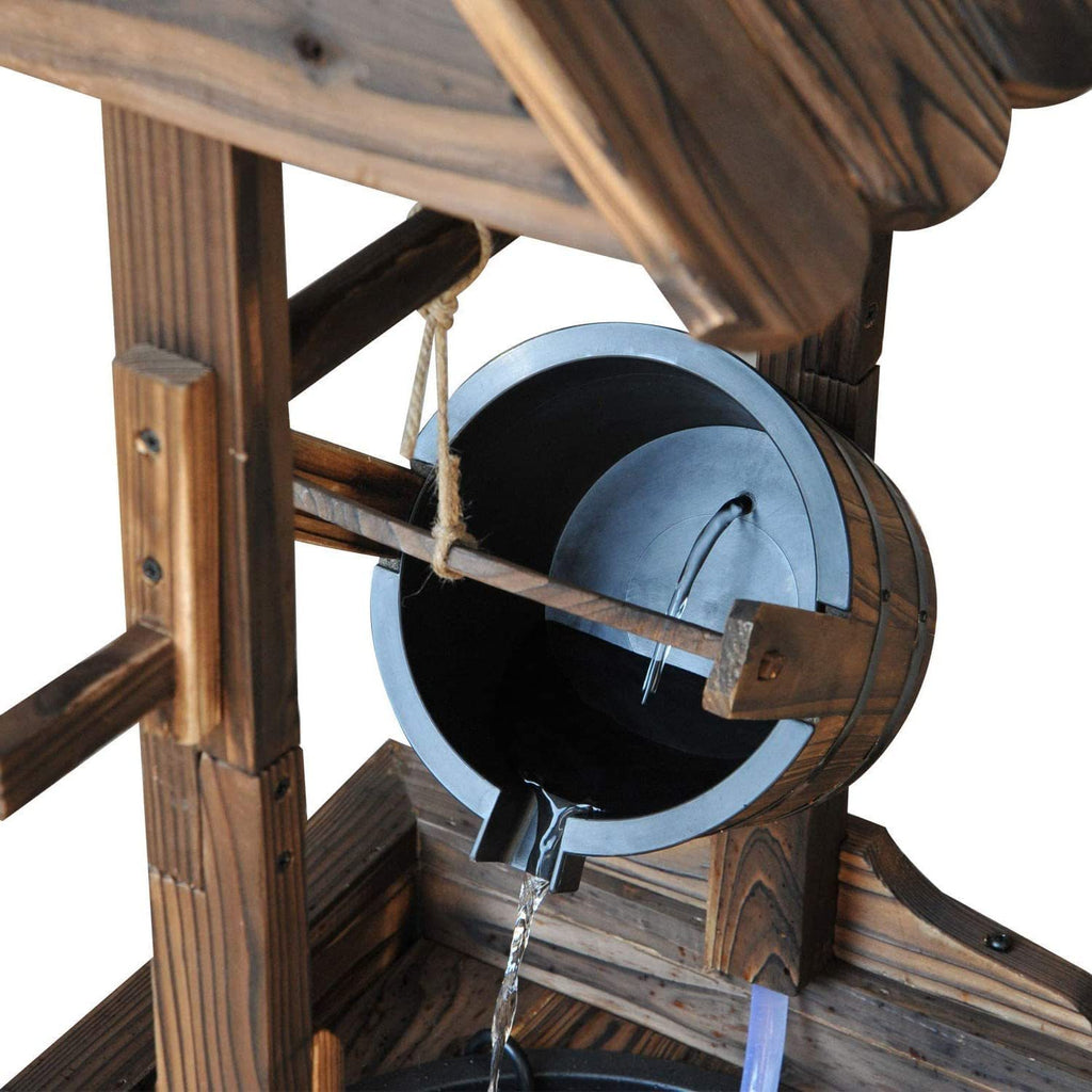 Wood Patio Outdoor Fountain with Adjustable Flow Submersible Electric Pump R653963