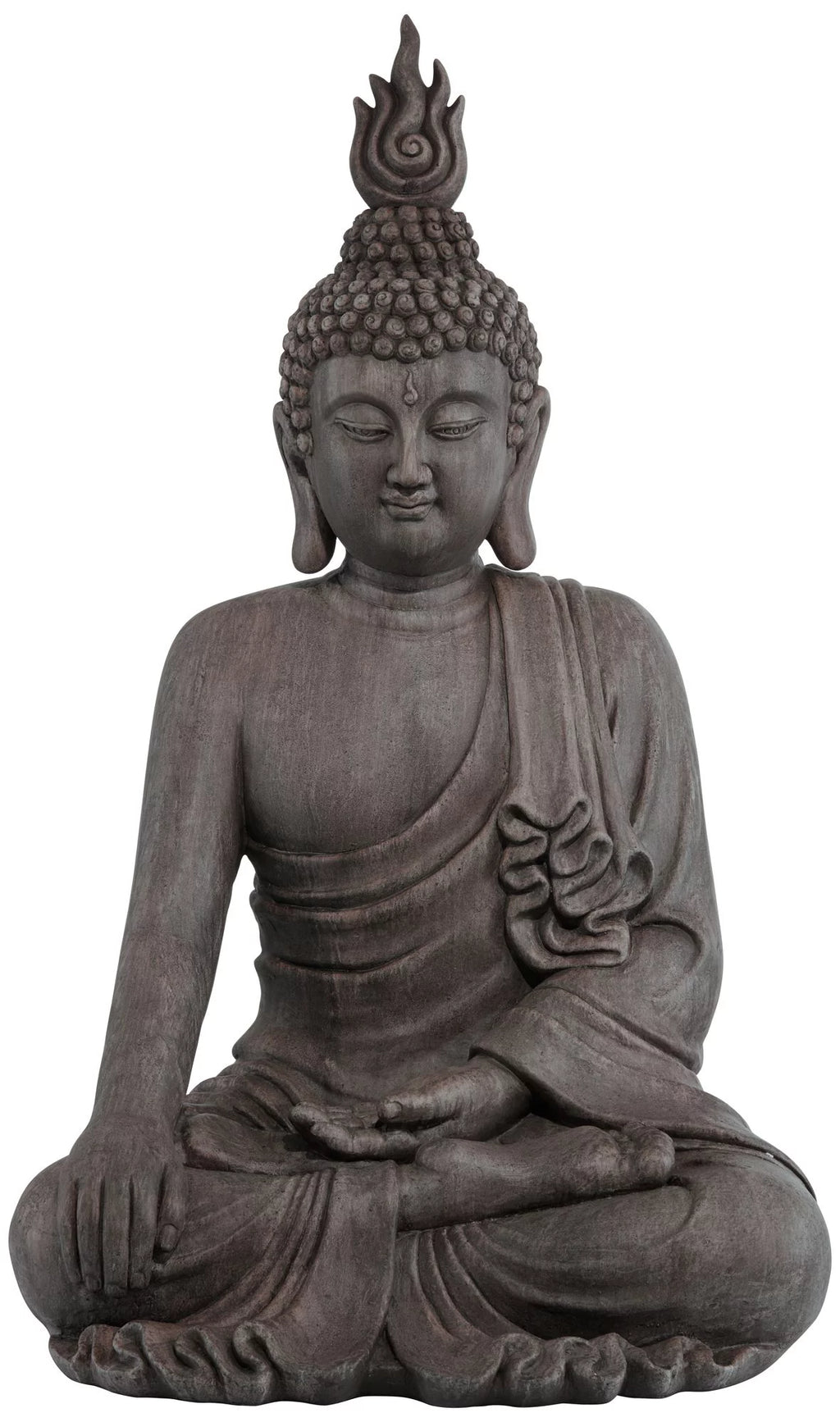 Large Sitting Buddha Statue Sculpture Stone Gray Finish 42" Tall Z837