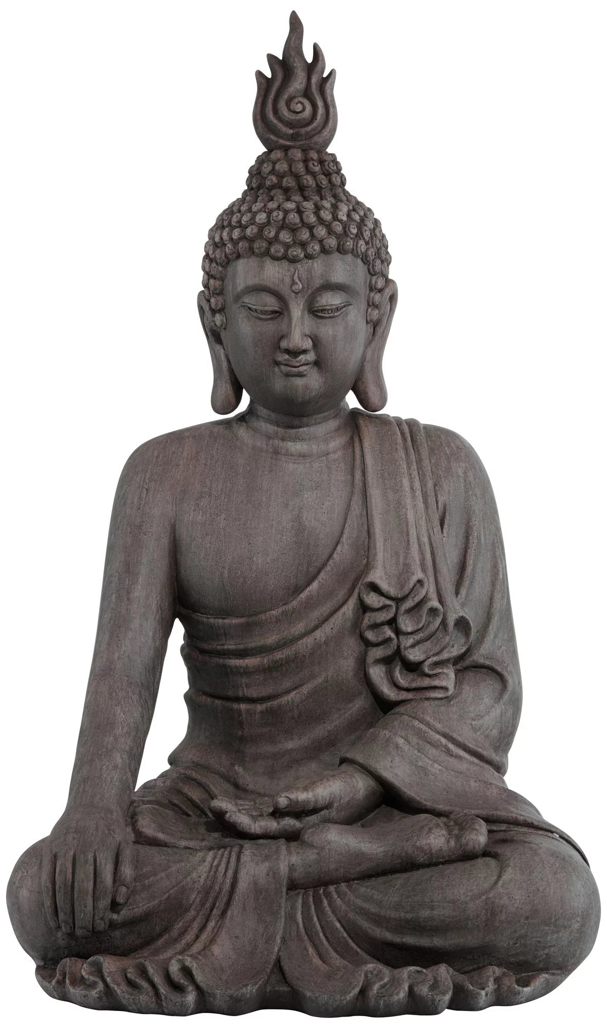 Large Sitting Buddha Statue Sculpture Stone Gray Finish 42" Tall Z837