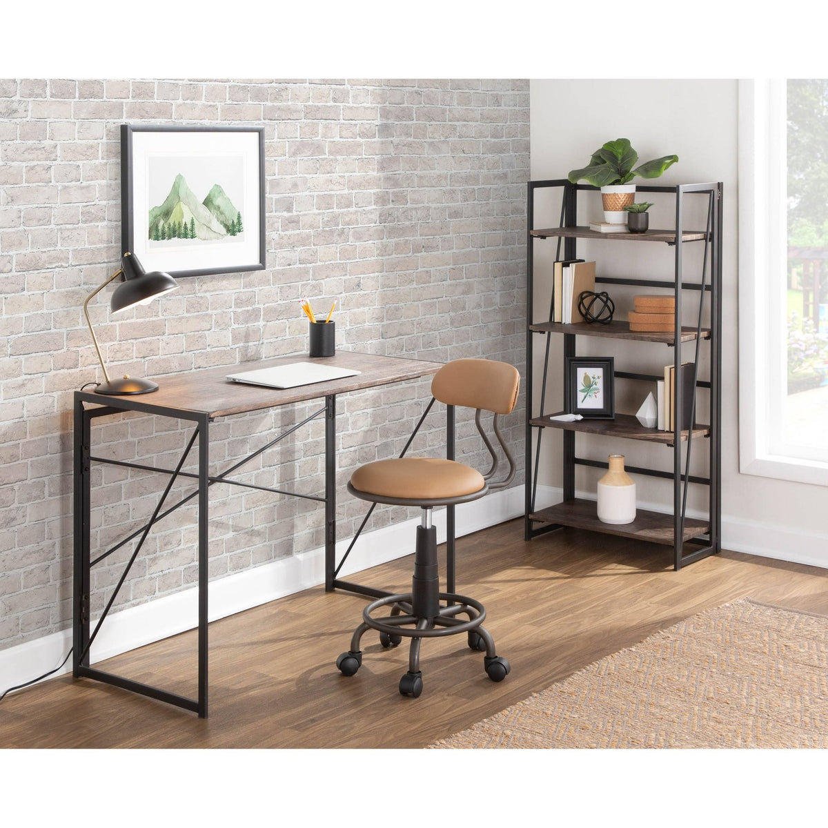 Adjustable Task Chair Camel Faux Leather Y514