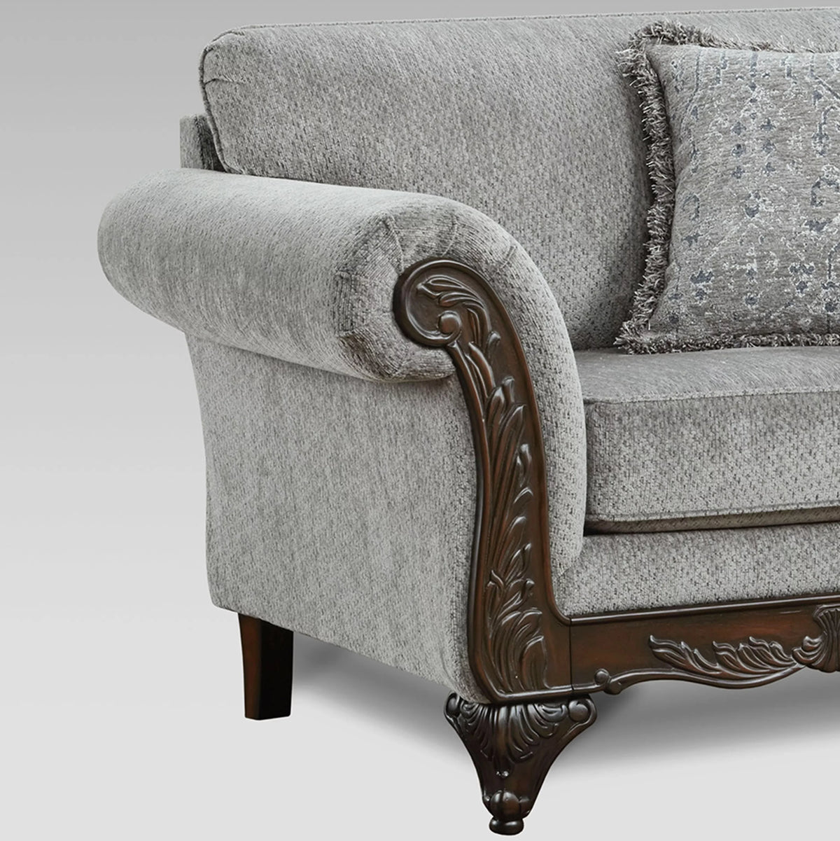 Gray Polyester Sofa and Loveseat Set C343
