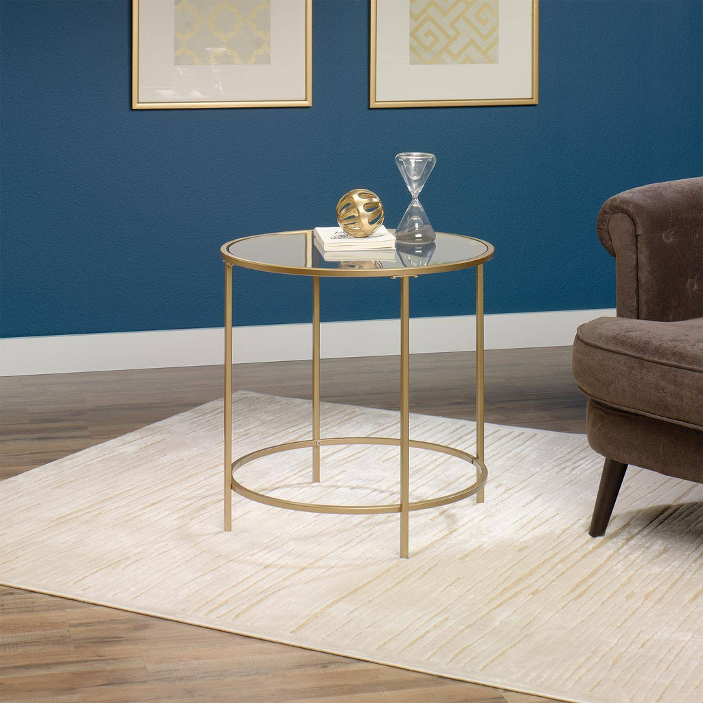 Satin Gold Round End Table K331