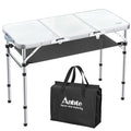 Folding Camping Table with Storage Net, 3 Adjustable Height, Pure Black V881326