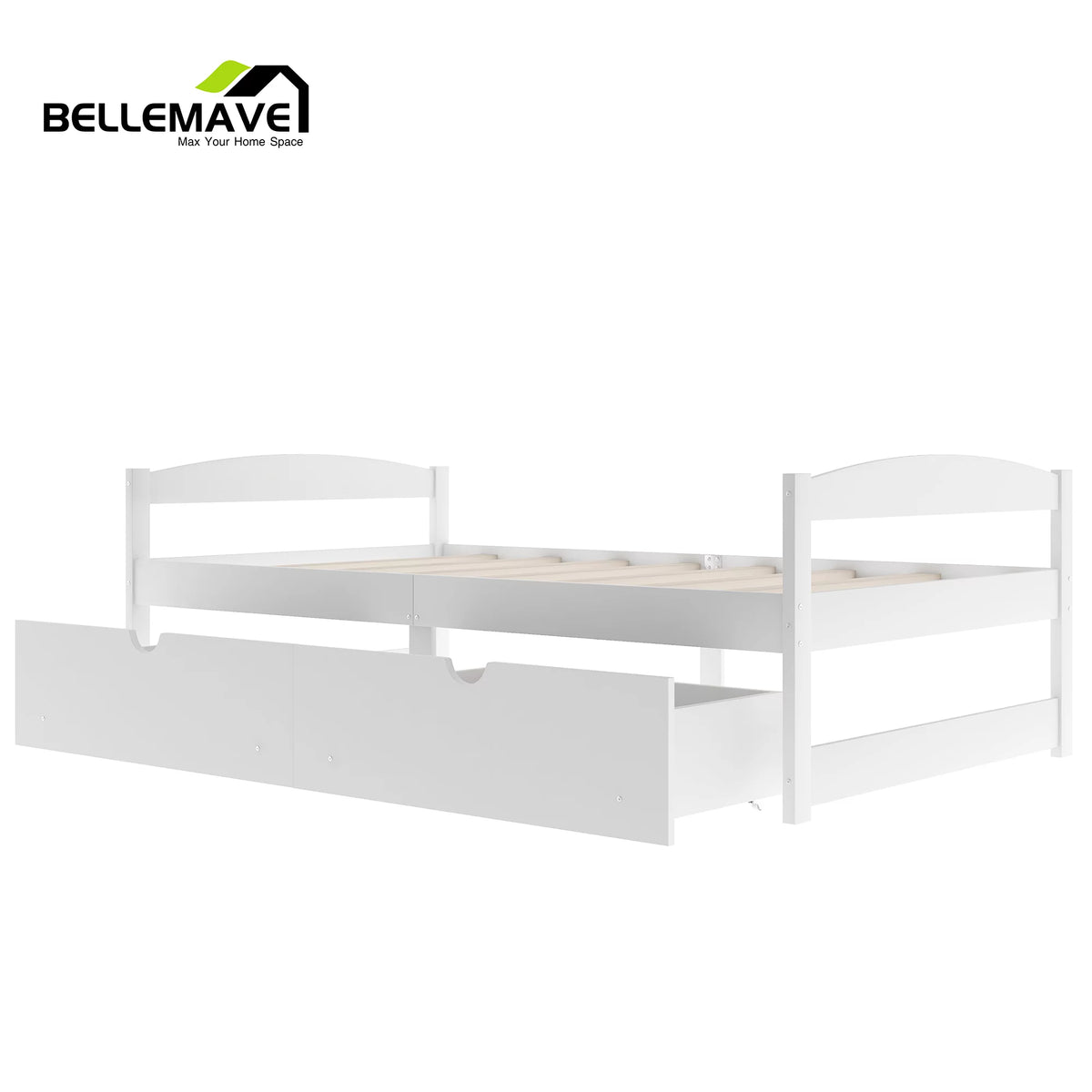 White Twin Size Platform Bed with 2 Drawers X6910