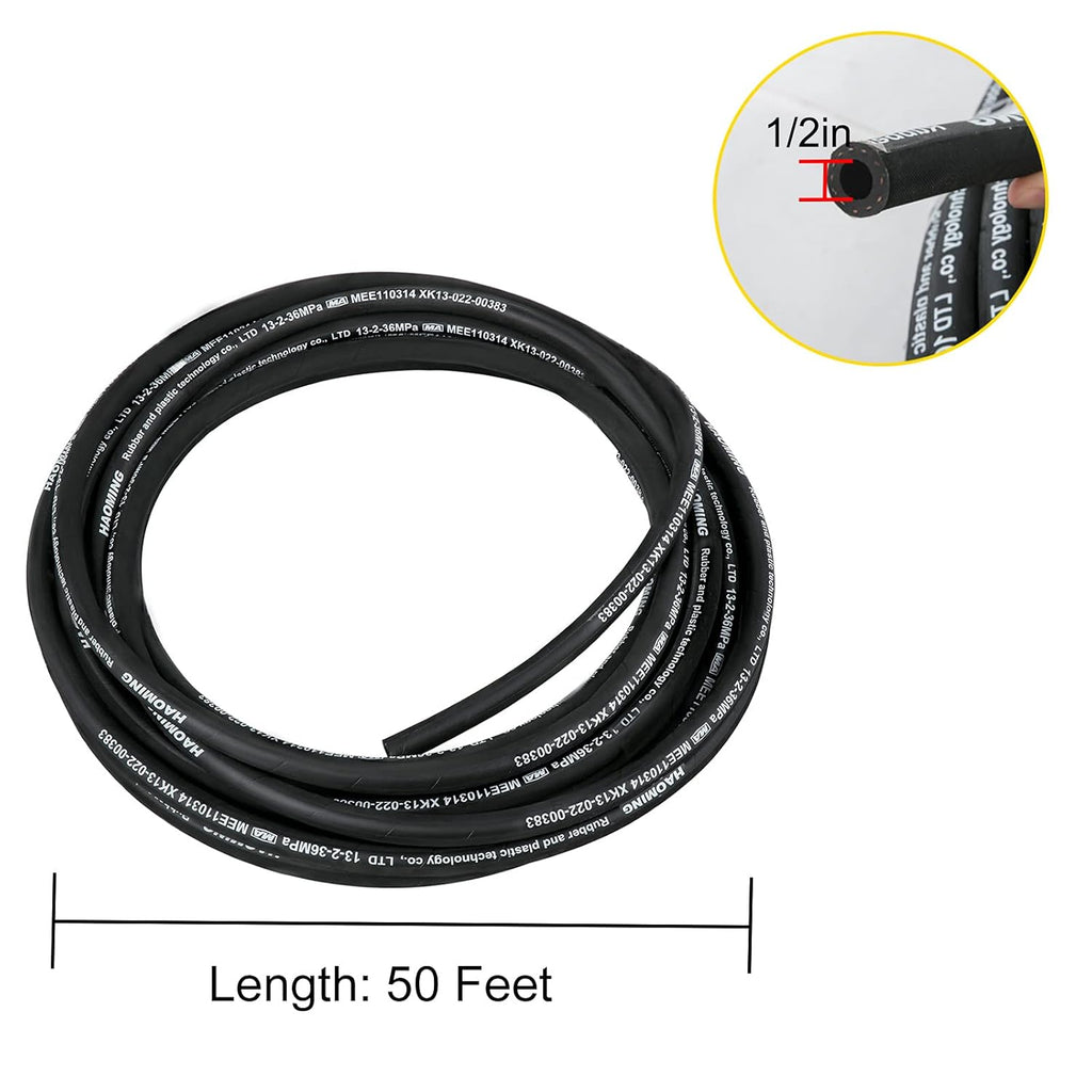 Hydraulic Hose 50 Feet 1/2 Inch 5000 PSI Pack of 2 V42976