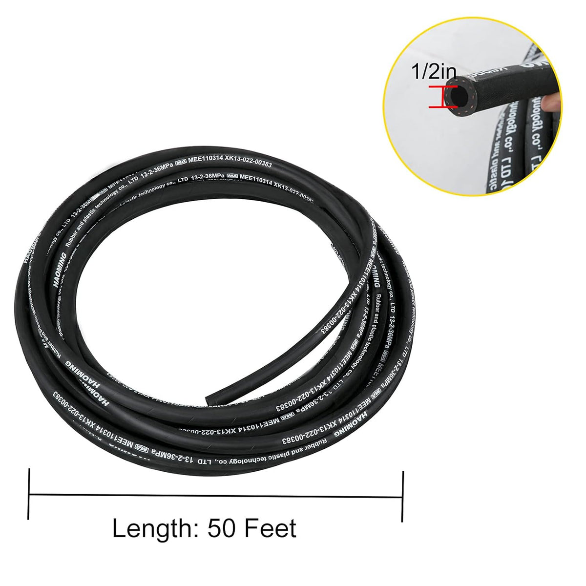 Hydraulic Hose 50 Feet 1/2 Inch 5000 PSI Pack of 2 V42976